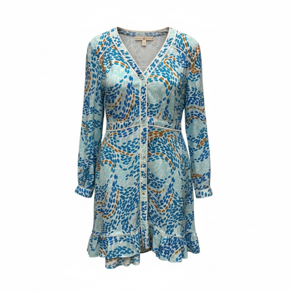 Marie Oliver Teal and Tan Long Sleeve Dress size 10